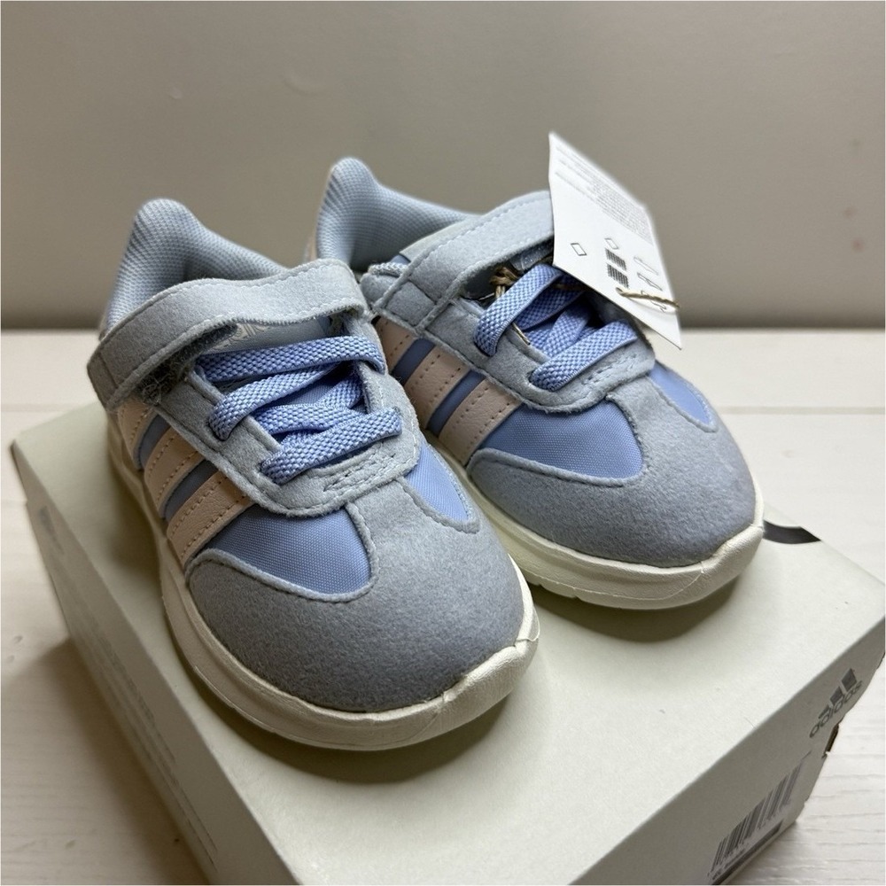 adidas Run 70s 2.0 EL I Light Blue Pink Hook & Loop Sneaker Kids 5K JS0986